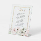 Signe De Table Numéro de table de mariage Roses roses Tableau de  (Recto)