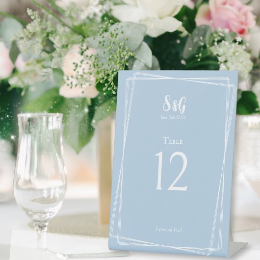 Signe De Table Numéro de table de réception de mariage élégant bl