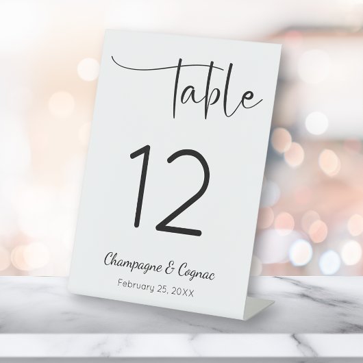 Signe De Table Numéro de table de Wedding shower de script modern