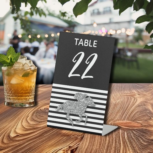 Signe De Table Numéro de table Derby Cheval de course argenté