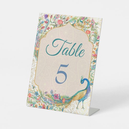 Signe De Table Numéro de table du mariage hindou Peacock (Recto)