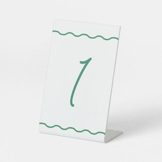 Signe De Table Numéro de table du Mariage rétro à ondes vertes (Recto)
