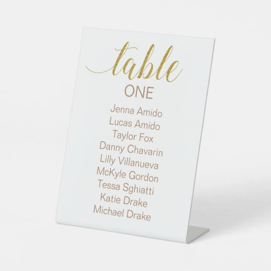 Signe De Table Numéro de table du tableau du Mariage de script or (Recto)