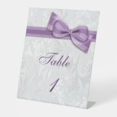Signe De Table Numéro de table en faux nœud papillon violet et da (Recto)