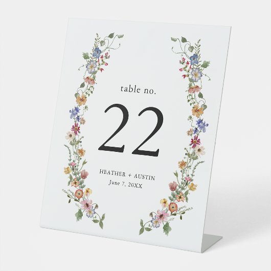 Signe De Table Numéro de table floral