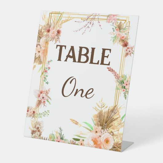 Signe De Table Numéro de table floral bohème (Recto)