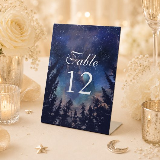 Signe De Table Numéro de Table Mariage Céleste Forêt Nuit Étoilée