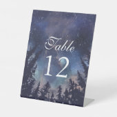 Signe De Table Numéro de Table Mariage Céleste Forêt Nuit Étoilée (Recto)