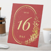 Signe De Table Numéro de table Mariage rouge Gold Frame (In SItu)