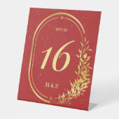 Signe De Table Numéro de table Mariage rouge Gold Frame (Recto)