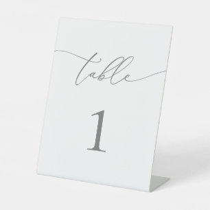 Signe De Table Numéro de table minimaliste gris argent