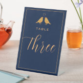 Signe De Table Numéro de Table Oiseaux Or Bleu Marine Élégant (In SItu)