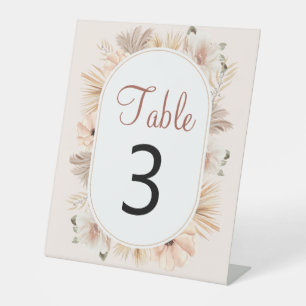 Signe De Table Numéro de table ovale en forme d'arche de pampas d