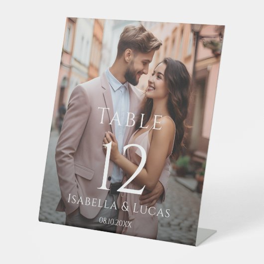 Signe De Table Numéro de table photo personnalisée moderne (Recto)