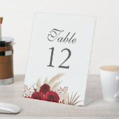 Signe De Table Numéro de table Roses Bourgogne & Herbe de Pampas (In SItu)