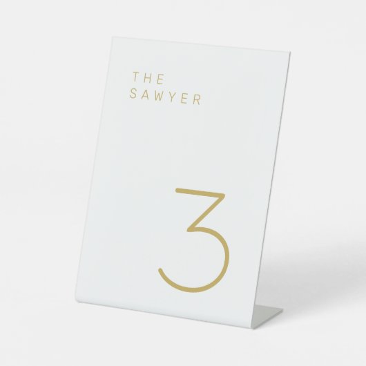 Signe De Table Numéro de table Sawyer 3 Gold et White (Recto)