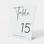 Signe De Table Numéro de tableau Baby shower de script moderne (Recto)