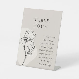 Signe De Table Numéro de tableau de la floraison du saumon beige