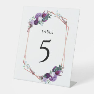 Signe De Table Numéro de tableau végétal de couleur violette