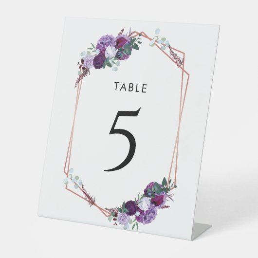 Signe De Table Numéro de tableau végétal de couleur violette (Recto)
