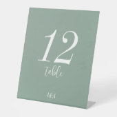 Signe De Table Numéros de calligraphie élégante blanche sur Sage  (Recto)