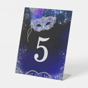 Signe De Table Numéros de table de fête masquée carte