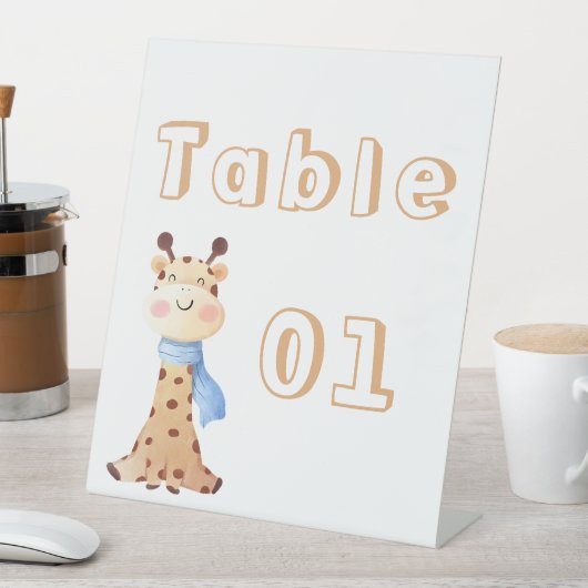 Signe De Table Numéros de table de girafe bébé mignon (In SItu)