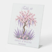 Signe De Table Numéros de table de mariage avec arbre de lavande (Recto)