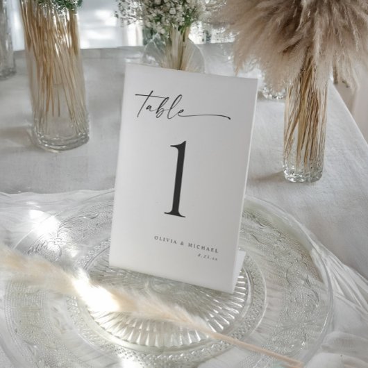 Signe De Table Numéros de table de mariage élégants à écriture ma