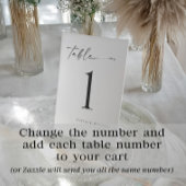 Signe De Table Numéros de table de mariage élégants à écriture ma