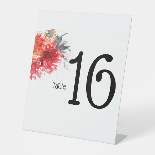 Signe De Table Numéros de table de mariage floraux - Acrylique (Recto)