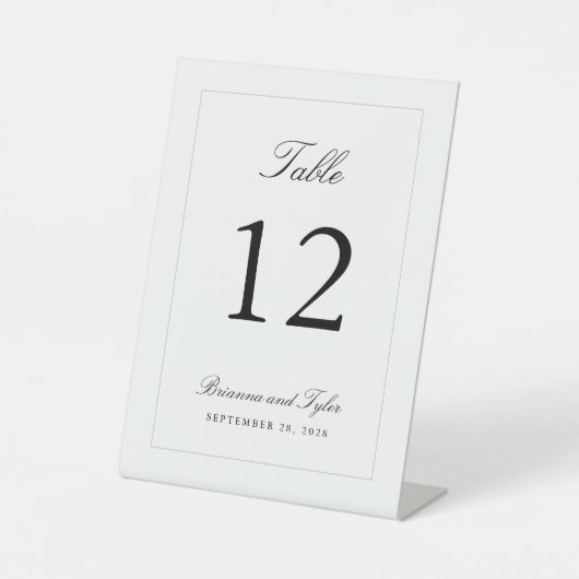 Signe De Table Numéros de table de mariage simples et élégants (Recto)