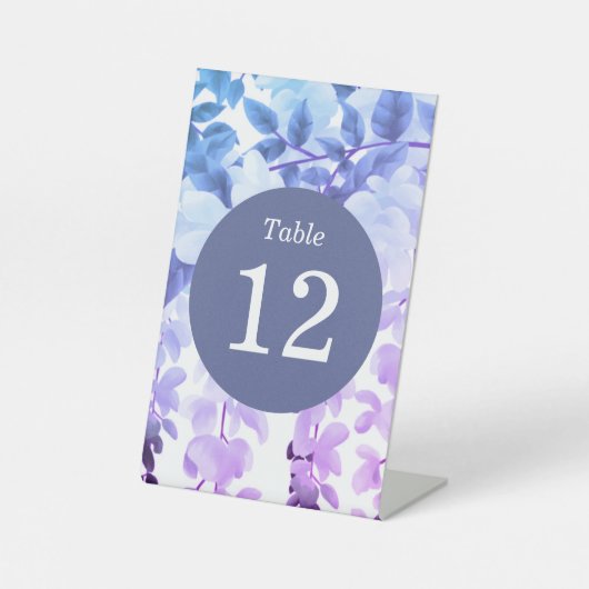 Signe De Table Numéros de table floraux violets Wisteria aquarell (Recto)