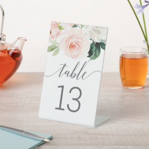 Signe De Table Numéros de table Mariage de fleurs blanches