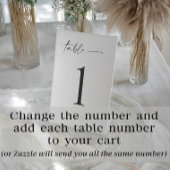 Signe De Table Numéros de table minimaux modernes simples Mariage