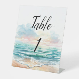 Signe De Table Numéros de table modernes à thème marin aquarelle