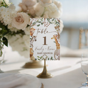 Signe De Table Numéros de table pour Jungle Safari Wild One Showe