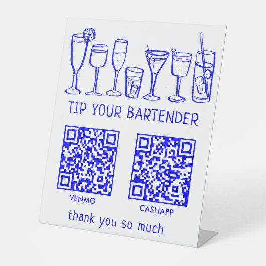 Signe De Table NUMÉROTER POUR PAYER LES CODES QR Cocktails Barman (Recto)