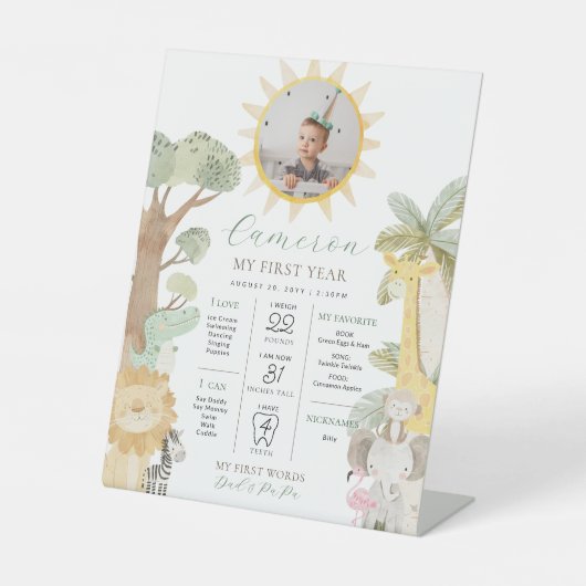 Signe De Table Nyala Safari Animaux Premier anniversaire Jalon (Recto)