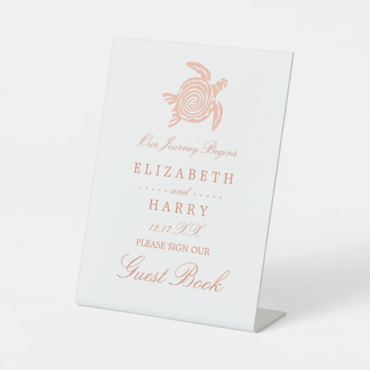Signe De Table Ocean Sea Turtle, Soft Coral Beach Wedding (Recto)