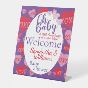 Signe De Table Oh Baby Baby shower amoureuse violet Bienvenue