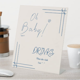 Signe De Table Oh Bébé! Boissons minimalistes pour Baby Shower