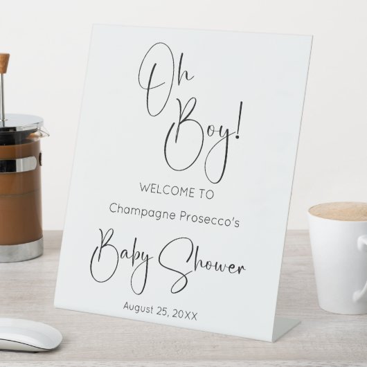 Signe De Table Oh Boy Modern Script Baby shower (In SItu)