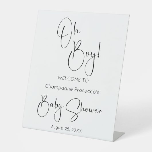 Signe De Table Oh Boy Modern Script Baby shower (Recto)