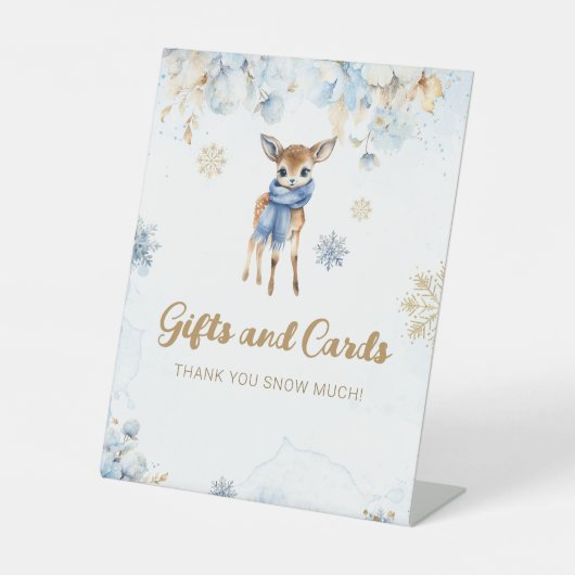 Signe De Table Oh Deer Winter Baby Boy Shower Carte Cadeau (Recto)