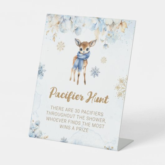 Signe De Table Oh Deer Winter Baby Boy Shower Pacifier chasse jeu (Recto)