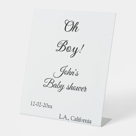 Signe De Table oh garçon fille baby shower ajouter nom date année (Recto)