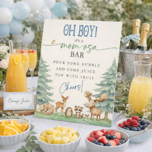 Signe De Table Oh Garçon Maman-osa Bar Fête Prénatale des Animaux