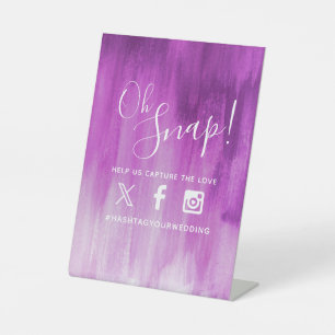 Signe De Table Oh snap hashtag mariage mauve art moderne