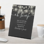 Signe De Table Oh Snap Mariage Éclairage De Chaîne Noir Et Blanc (In SItu)